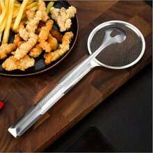 Stainless Steel Frying Oil Strainer - Heat Resistant, With Clip/Clamp Accessory - Fine Mesh Strainer For Frying, Draining Soup And Sauce - Durable Kitchen Tool For Oil-Free Cooking, Frying Oil Filter, Family Dinner Supplies, Christmas Party Supplies - Silver - View 3