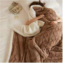 Luxurious Double-Sided Fleece Throw Blanket - Soft,Plush White 130*160 Double-Layer Jacquard Taffeta Blanket, Luxurious Soft Fleece Throw For All Seasons, Bedroom Elegance & Gift Ready - Creamy White - View 8