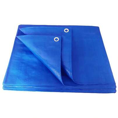 3m X 4m Water-Resistant Tarp Camping Cover Sheet – Multipurpose Groundsheet With UV Protection, Weatherproof & Frost-Resistant – Reinforced Eyelets - Blue