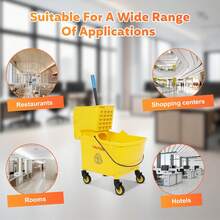 Heavy Duty Mop And Bucket Set35-Quart Commercial Mop Bucket With Wringer & Rollers - Heavy Duty Janitorial Mop Set, Easy-Squeeze Mechanism For Efficient Floor Cleaning In Schools, Offices & Hospitals (Yellow, 1 Bucket + 1 Mop) - A - 查看 7