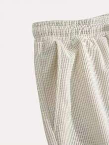 Men's Waffle Texture Casual Outdoor Shorts With Drawstring Waist Summer Sports - Apricot - View 7