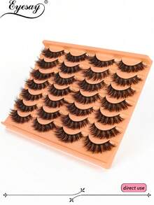 新款14对假睫毛，纤细轻盈，自然逼真，打造猫眼妆效，貂毛绒绒，狐狸眼造型，条状假睫毛，尺寸6-18毫米 - 濃密款 - 查看 3