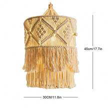 1件套手工编织灯罩，波西米亚风流苏装饰，手工编织灯罩挂毯 - 不含灯具和电线 - A - 查看 9