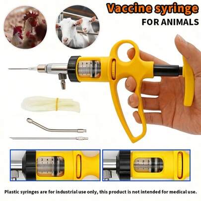Inyector automático para aves de 5ml/10ml, para inyección de medicamentos para animales, inyección continua de ganado, ajustable para inyección de vacunas para mascotas, adecuado para cerdos, ganado, ovejas, pollos, patos, gansos, de material plástico, sin necesidad de electricidad