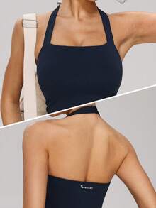 MASKERT Women's Racerback Sports Tank Top, Fitted & Comfortable, Suitable For Yoga, Fitness, Running, Skipping, Tennis And Other Sports - Navy Blue - View 4