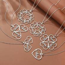 1件个性化定制家庭姓名心形项链，可定制1-10颗心形，每颗心上可刻家庭成员姓名，适合作为母亲节、情人节、毕业典礼、家庭日、婚礼礼物送给妈妈、女友、姐妹、朋友。 - 彩色 - 查看 3