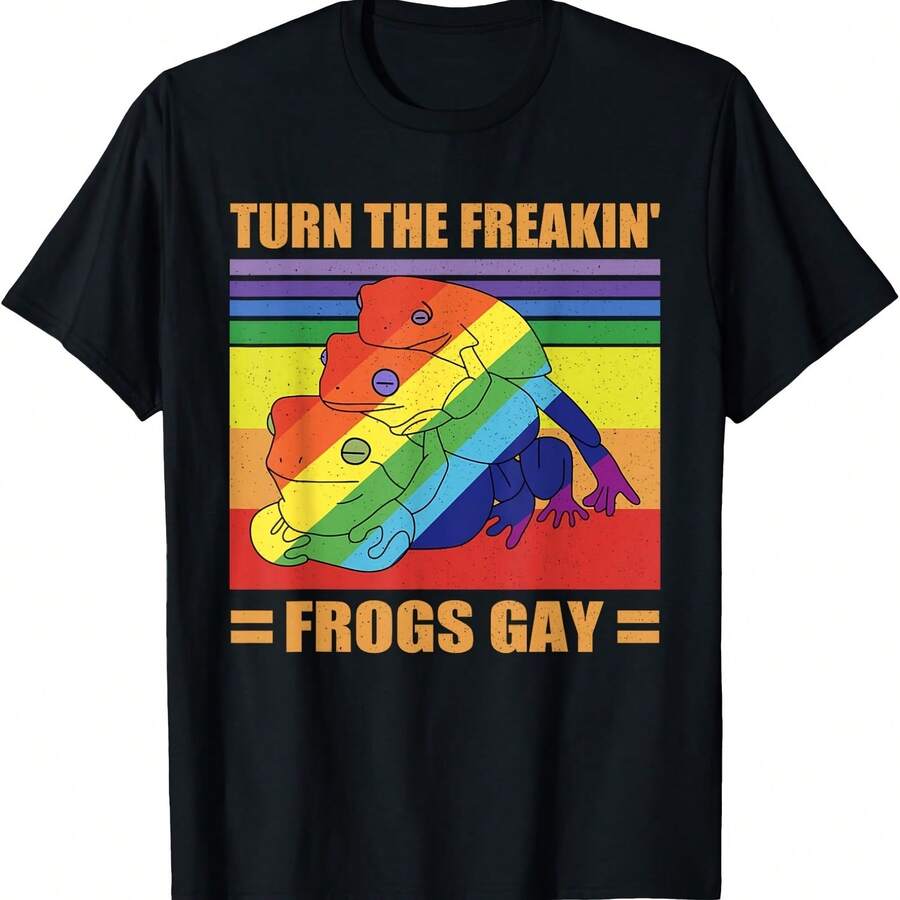 Turn The in' Frogs Gay Funny Gay Frogs LGBT T-Shirt - Negro 8 - Ver 1