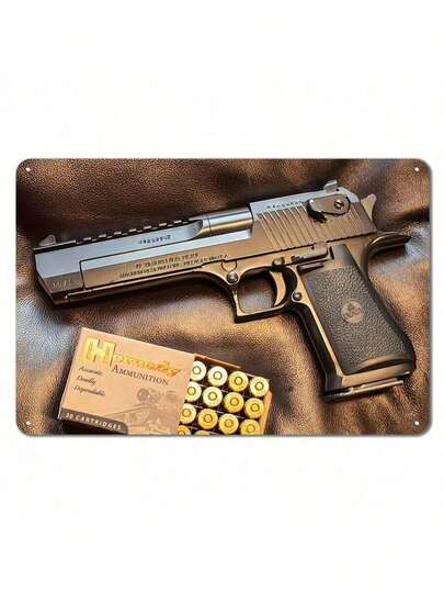 1pc Desert Eagle.50 AE Pistol Wall Art - Vintage Wrought Iron Decor For Gun Lovers, Ideal For Garage, Living Room Or Terrace, Easy Hanging