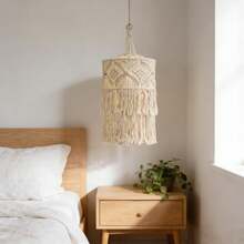 1件套手工编织灯罩，波西米亚风流苏装饰，手工编织灯罩挂毯 - 不含灯具和电线 - A - 查看 2