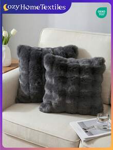 1/2/4pcs Luxury Faux Fur Toscana Pillow Covers, Without Pillow Insert, Soft & Comfortable, Fluffy, Suitable For Living Room Sofa, Bedroom Headboard, Home Decor, Extra Large 45x45 Inch Pillow Covers, Zipper Closure, Machine Washable, Oeko-Tex Certified - Black - View 9