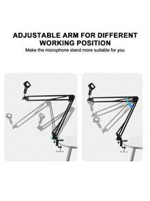 Professional Black Metal Boom Arm Microphone Stand With Cable Management - Stable And Flexible, Adjustable For Broadcasting, Podcasting, Gaming, And More - Ideal For Studio, Stage, And TV Use, Broadcasting Equipment, Adjustable Arm Stand, Durable - Black - View 9