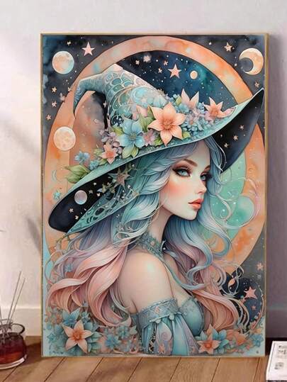 5D Diamond Painting Kit - Beautiful Girl Fantasy Witch Theme, No Frame Needed For Room Decor. Provides Relaxing Experience, Handmade Diamond Effect Outstanding, Exquisite Gift For Beginners