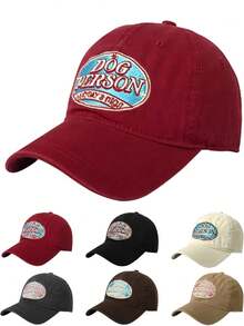 1顶“爱狗人士”刺绣棒球帽，男女情侣款，时尚休闲软顶大帽檐弯檐帽 - 彩色 - 查看 1