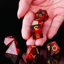 7颗手工树脂半透明尖头多面骰子套装，适用于万智牌、开拓者、角色扮演游戏等桌面游戏，包含D20/D12/D10/D8/D6/D4/D%骰子。 - 彩色 - 查看 6