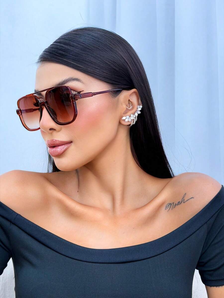 Casual  Boho  EleganteElegância    Nenhum    óculos  CASUAL - Marrom - Visão 1