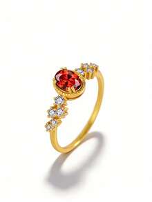 925纯银戒指，百搭日常佩戴，适合女性，可叠戴，浪漫情人节礼物 - 金黃色 - 查看 7