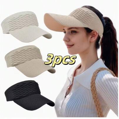 3pcs Sun Visor Hats For Women Visor Hat Elastic With Empty Top Visors For Outdoor Activities