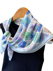 1pc Women's New Geometric Pattern Plaid Print Bandana Scarf, Headscarf - Multicolor - View 4