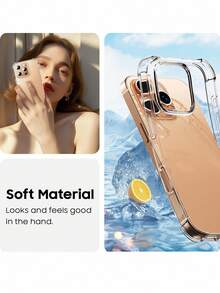 Clear Case For IPhone 17 17Air 17Pro 17Pro Max 16 Pro, Ultra-Thin, Flexible, Scratch-Resistant, Thermoplastic Polyurethane Gel Rubber, Soft Silicone, Shockproof Protective Case - Clear - View 3