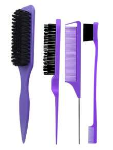 4件套尖尾胡须刷套装，男士复古造型油刷，喷雾瓶，胡须刷，用于打造光滑马尾辫和抚平碎发的后梳发刷，边缘控制 - 带宽尖尾的倒梳和蓬松发刷，用于分区和分缝 - 多色 - 查看 15