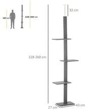 Height Adjustable Cat Tree (228-260 Cm), Ceiling Height, Grey, For Active Play And Relaxation. - Light Grey - View 3