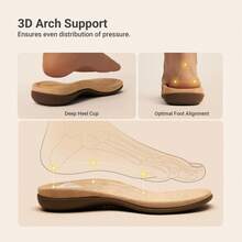 Women's Arch Support T-Strap Sandals Comfortable Orthotic Flat Sandals Thong Sandals For Casual Summer Walking - Màu be - Xem 5