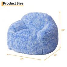 Beaully Shell-Shaped Two-Tone Faux Fur Floor Lounger, Modern Boho Bean Bag Chair, Ultra Plush Supportive, Cozy Reading Nook Or Lounge Chair For Bedroom, Dorm, Living Room - 藍色 - 查看 2