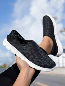 Mocasines casuales y versátiles de malla transpirable, mocasines casuales de primavera/verano - Negro - Ver 3