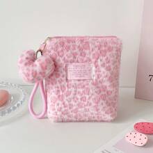 时尚简约别致豹纹毛绒化妆包，多功能卫生巾及化妆品旅行收纳包 - 彩色 - 查看 12