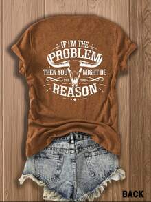 "If I'm The Problem" Funny Math Shirt - Double-Sided Print Cotton Tee | Soft & Comfortable | Mathematician Gift Idea For Couples, Him & Her - 咖啡棕 - 查看 2
