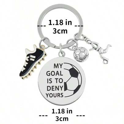 1pc Stainless Steel Football Keychain, Durable Metal Key Ring, Suitable For Sports Fans, Athletes, Motivational Keychain, Sports Themed Accessory, Perfect For Backpacks, Graduation Gifts, Football Keychain, Sports Enthusiast Accessory