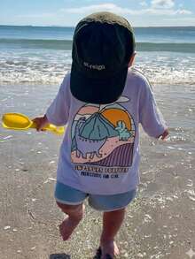 1件婴儿/幼儿男童休闲印花圆领短袖T恤，夏季童装 - 一件引人注目的T恤，为每个孩子带来欢乐和幸福！ - 淡紫色 - 查看 2