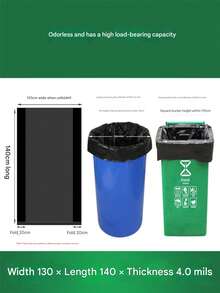 10 Pieces Of Black Extra-Large Thick Garbage Bags, Suitable For Hotel, Guesthouse, Property, Restaurant, Kitchen, Hospital, School, Street, Community And Park. - Multicolor - View 9