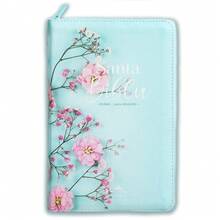 Biblia Para Mujer Con Cierre Letra Grande 12 Puntos RV1960 Imit. Floral Turquesa Con Indice - Single Book - View 1