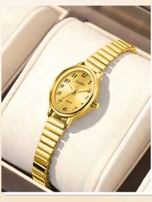 LIGE 时尚女士石英表，不锈钢表带，防水，适合日常佩戴，精致小巧的表盘，可调节表带 - 金色 - 查看 11