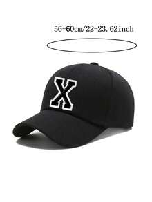 1pc Unisex Minimalist A-Z Letter Baseball Cap, Adjustable Outdoor Casual Sun Hat, Kids Size - Black - View 10
