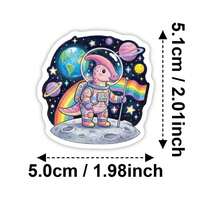 Space Cute Dinosaur Career Vinyl Decals - 50 Pcs Dinosaur Stickers For Water Bottles, Laptops & DIY Crafts, Kawaii Planet & Stars Design - Multicolor - View 4