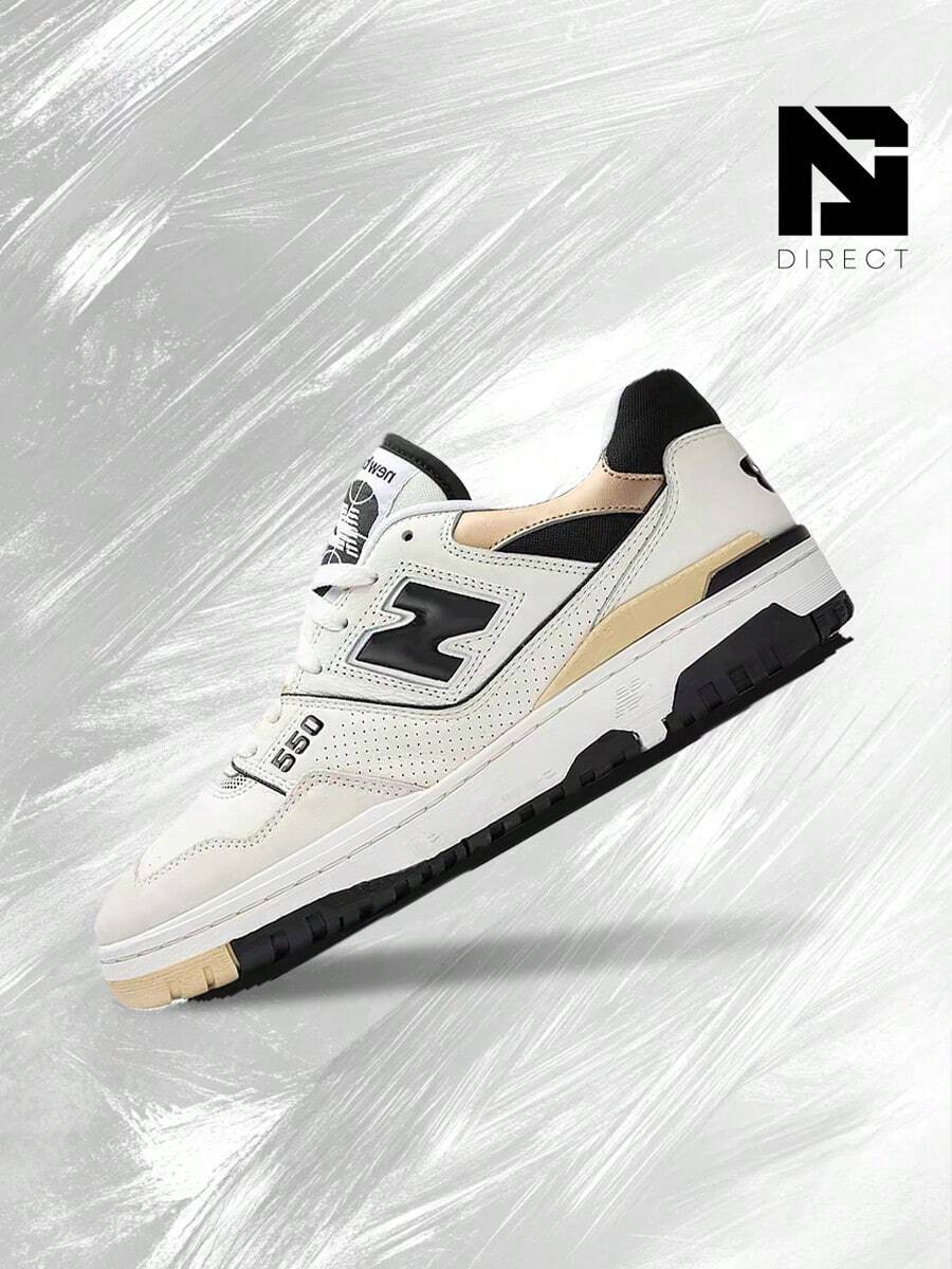 New Balance Foot Locker X 550 '50th Anniversary' – Men's Lifestyle Sneakers – Shose For Man-Vintage-Spring & Summer-Inspired Running Shoes, Shock-Absorbing Comfort, Gym To Streetwear Casual Wear-Easter Gift–BB550FF1 - 白色/黑色/金色 - 查看 1
