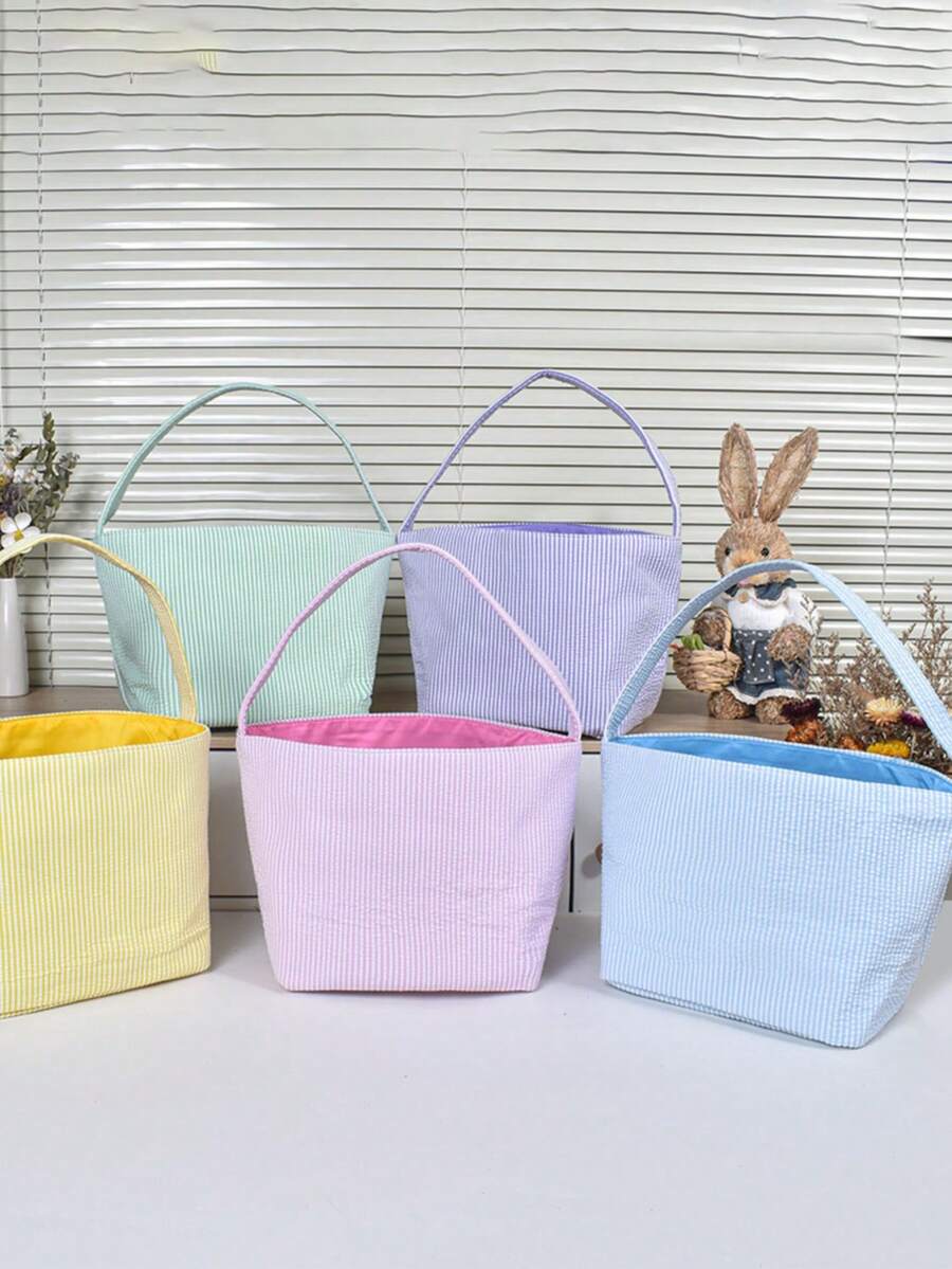 Túi Tote Giỏ Phục Sinh Sọc - Túi vải canvas dung tích lớn, túi quà tặng Ngày của Mẹ, lễ hội mùa xuân và sử dụng hàng ngày - Có thể tái sử dụng, nhẹ và bền, lý tưởng để đựng quà tặng, lễ Phục Sinh, Ngày của Mẹ, đám cưới và các chuyến đi biển - Có các màu Xanh bạc hà, Tím oải hương, Vàng nắng, Hồng nhạt và Xanh da trời, một vật dụng không thể thiếu cho các sự kiện lễ hội mùa xuân và mùa hè. - Nhiều màu - Xem 1