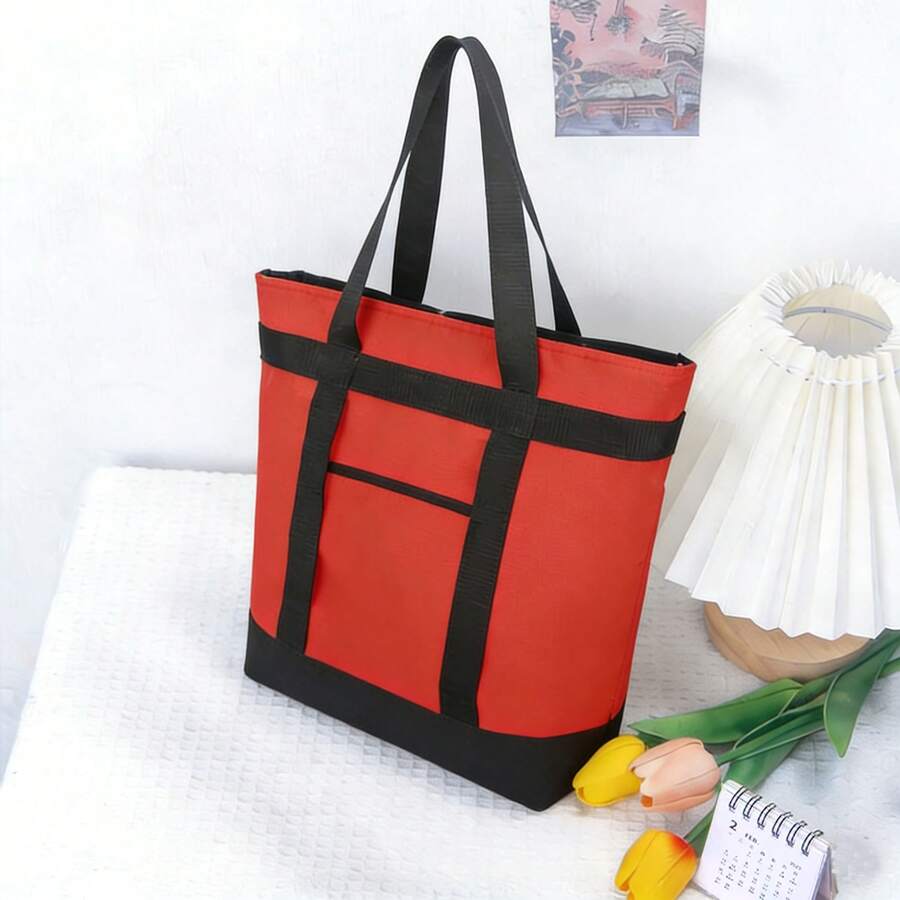 ZBEZBE Insulated Reusable Tote Bag For Grocery Shopping For Women/Men, Pizza/Food Delivery Bag To Keep Food Cold/Doordash/Grubub, Cooler Bags For Travel/Beach/Picnic - 紅色 - 查看 1
