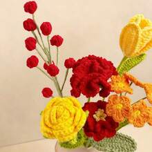 Bó hoa cẩm chướng (1 bó), bó hoa nhân tạo đan thủ công, quà tặng cho Ngày Valentine, Ngày của Mẹ, bó hoa may mắn. - Nhiều màu - Xem 5