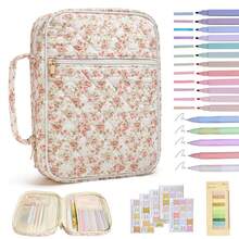 1pc Large Plaid Design Women's Bible Cover Quilted Bible Bag Book Protection Cover Large Capacity Dustproof Book Cover Portable Dustproof Book Cover Fashion Plaid Bible Storage Bag Quilted With Handle Storage Bag Book Protection Cover Home Storage Bag With Zipper Pocket And Handle Bible Learning Supplies Teacher Gift Back To School Gift Cute Girl Birthday Gift - Siamese Rose - 查看 8