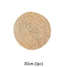 Rund bordsunderlägg i naturvävd textil, värmebeständig och lätt att rengöra, trämaterial, lämplig för hemmet, kontoret eller restaurangen, kontorsbestick, rustikt bordsmaterial, lätt att rengöra - Multifärgad - Visa 12