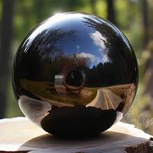 1pc Black Obsidian & Quartz Crystal Ball | Classic Stone Sphere, Suitable For Office & Home Decor, Ideal Birthday & Holiday Gift, Desktop Display - Black - View 3