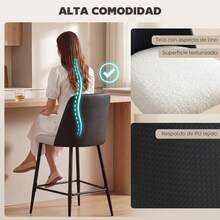 HOMCOM Banquetas de bar - Preto - Ver 3