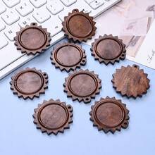 10pcs Round Wooden Pendant Trays, Embedded Frame, Suitable For DIY Crafts, Photo Pendant Necklace Jewelry Making, Transparent Dome, Easy Assembly, Multi-Functional Design - Round - View 2
