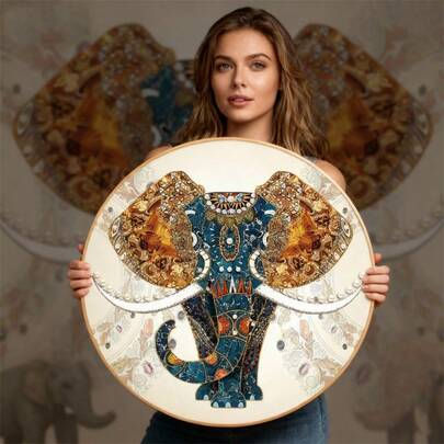 SNA 2026 New Style Animal Northern Europe Elephant Cross Stitch DIY Kits New Handicraft Embroidered Home Circular Decorative Painting Diy Kit Crafts Embroidered Embroidery Kit Cross Stitch Kits Crochet Kit Punch Needle Kit Sewing Accessories Sewing Kit Embroidery Thread Craft Kit Stitch Stuff Sewing Patterns Crochet Craft Supplies Embroidery Kit Beginners Sewing Pattern