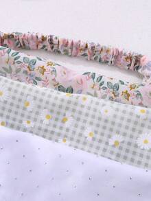 3件套女士时尚花卉蕾丝发带，弹性发饰，适合日常、节日、派对搭配，绿色系列时尚发带 - 彩色 - 查看 4