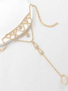 1pc Silver-Plated Crystal Birthstone Anklet Set, Synthetic Bohemian Multi-Layer Tassel Anklet, Zinc Alloy Foot Jewelry Suitable For Women To Wear On Halloween, Festivals, Music Festivals - Multicolor - View 3