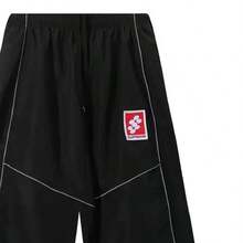 Supreme Reflective Piping Tracksuit Pullover  And Trackpants | Unisex 2-Piece Reflective Piping Tracksuit Set Half-Zip Pullover Hooded Jacket And Matching Track Pants Lightweight Windbreaker Techwear Outfit Reflective Stripe Sportswear Set | For Men And Women Streetwear Fashion Available In Black, Blue And Red - 黑色褲子 - 查看 3